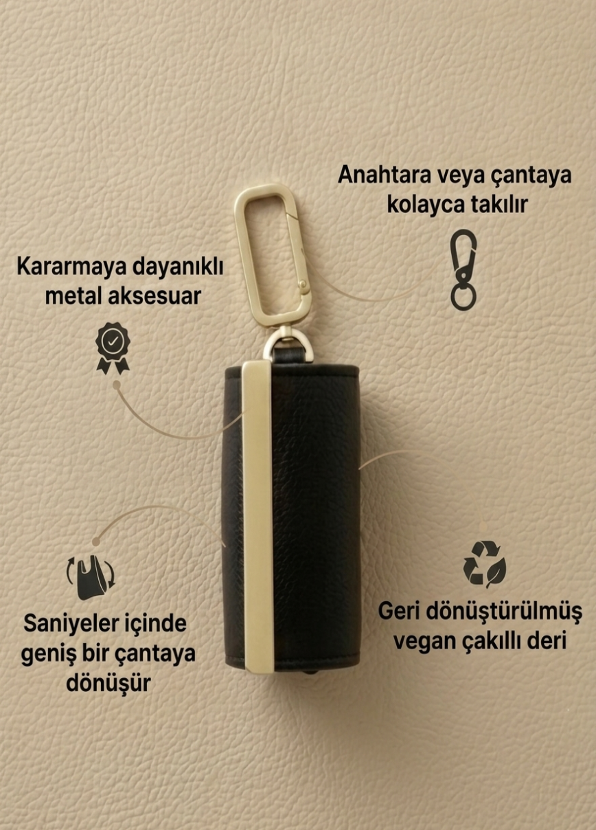 Özel İsim Baskılı Katlanabilir Anahtarlık Çanta